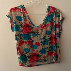Floral open back crop tee